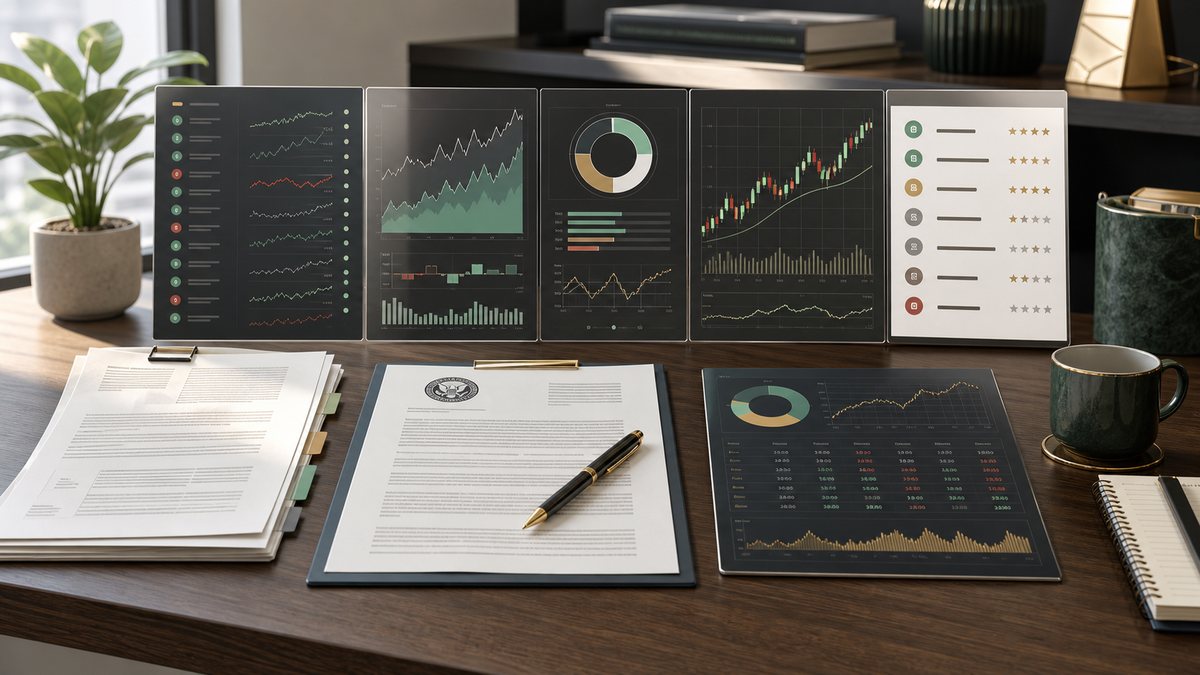 Organized stock research toolkit with filings, charts, ratings, and portfolio surfaces